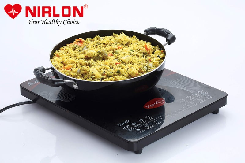 NIRLON Non-Stick Aluminium Induction Compatible Deep Kadhai Without Lid (3 LTR, black) - Image 4