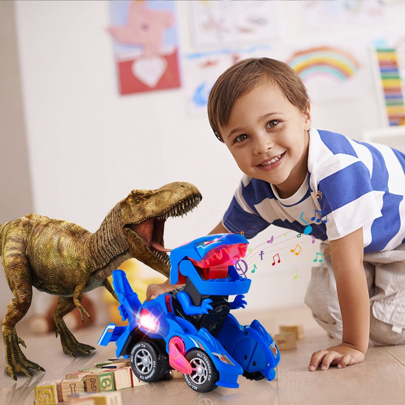 Hirger Transforming Car Dinosaur Toy for Kids 2-5: Dino Transformer Toy Car with Light Music for Toddlers 1-3 | Christmas Birthday Gifts for Boys Age 4-6 - Image 4