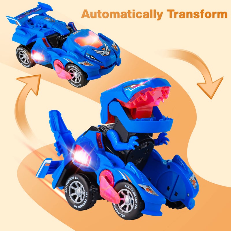 Hirger Transforming Car Dinosaur Toy for Kids 2-5: Dino Transformer Toy Car with Light Music for Toddlers 1-3 | Christmas Birthday Gifts for Boys Age 4-6 - Image 3