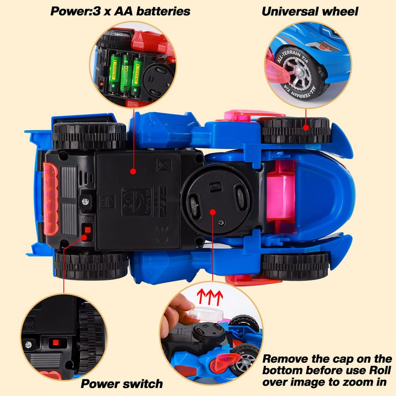 Hirger Transforming Car Dinosaur Toy for Kids 2-5: Dino Transformer Toy Car with Light Music for Toddlers 1-3 | Christmas Birthday Gifts for Boys Age 4-6 - Image 5