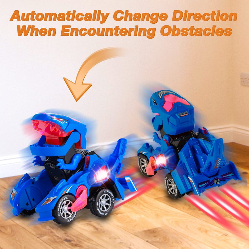 Hirger Transforming Car Dinosaur Toy for Kids 2-5: Dino Transformer Toy Car with Light Music for Toddlers 1-3 | Christmas Birthday Gifts for Boys Age 4-6 - Image 2