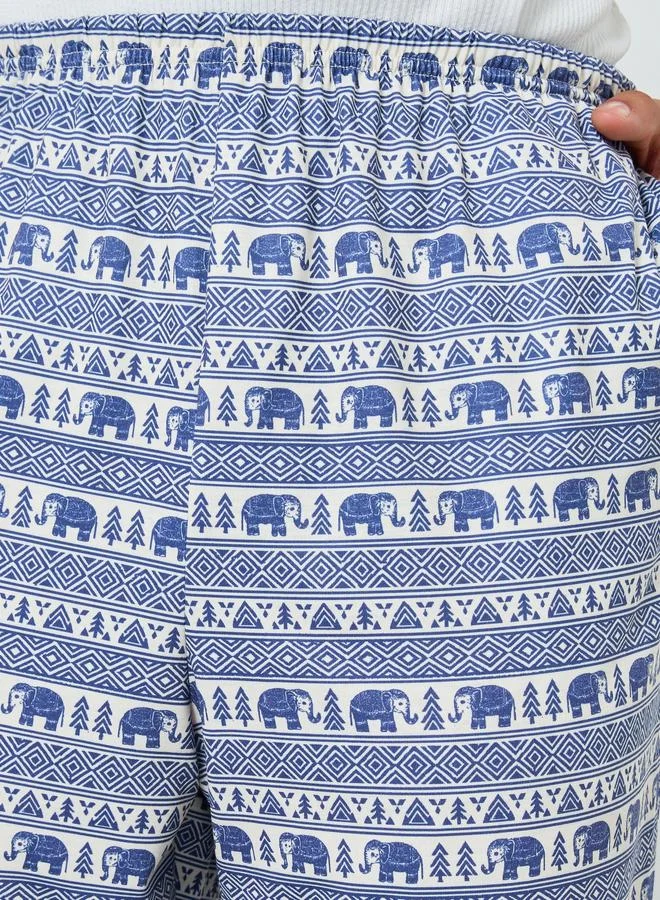 Styli  Men Relaxed Fit All Over Print Pyjama for Men | Best Price UAE
