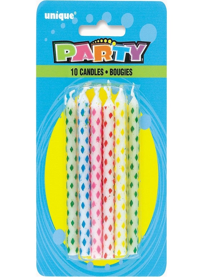 Dazzling Diamond Dot Birthday Candles - (Pack of 10) - Eye-Catching Design - Perfect for Birthday Celebrations