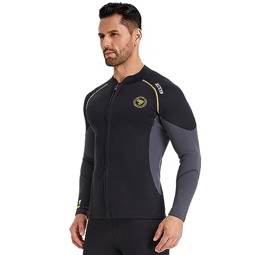 ZCCO Wetsuit Top 3mm Neoprene Jacket for Men with Zipper Long Sleeve Diving Jacket for Swimming, Snorkeling, Scuba Diving & Surfing(3FT-2-XL) - Image 3