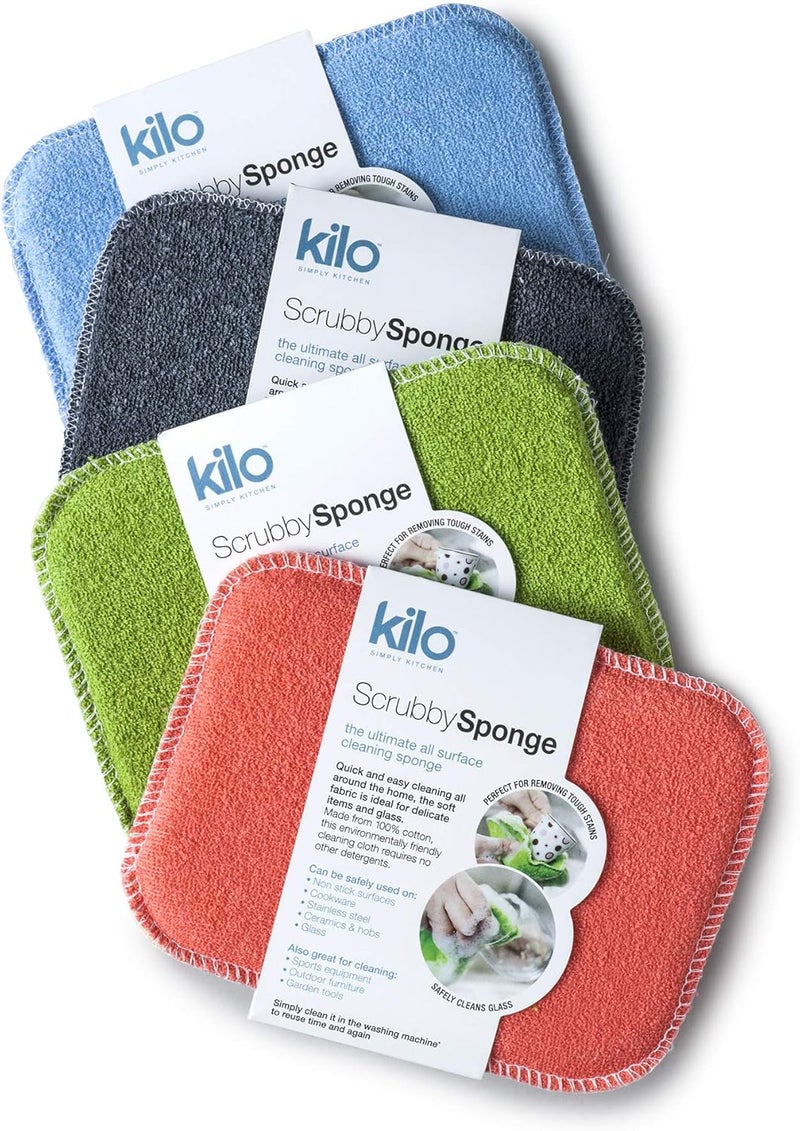 kilo Scrubby Sponge-Non-Scratch Pot Scourer with Absorbent Core, Multi-Purpose Set of 4 (Various Colours), One Size - Image 1