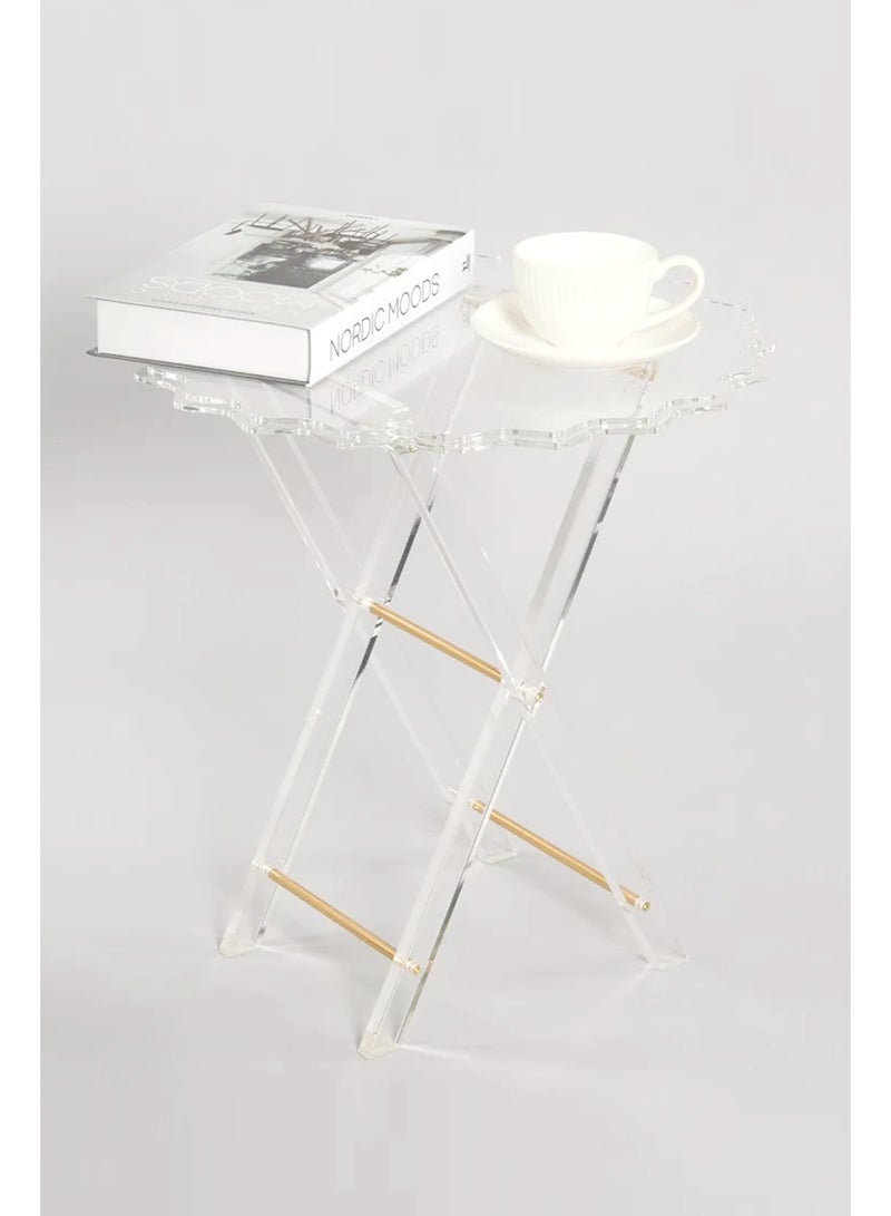 Luxe Gold & Clear Acrylic Nesting Tables (Set of 4) with Integrated Stand - Image 3