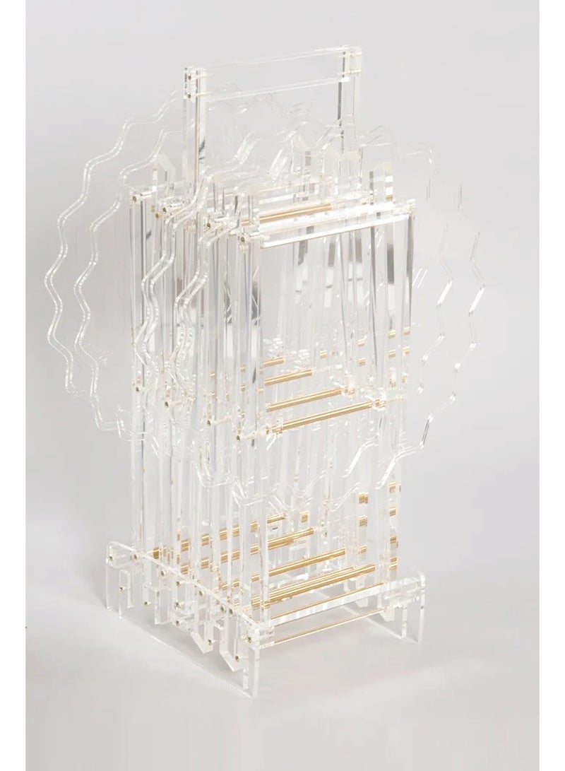 Luxe Gold & Clear Acrylic Nesting Tables (Set of 4) with Integrated Stand - Image 4