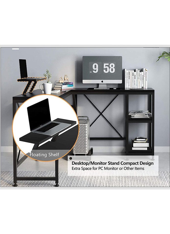 CityRiya-Long - Computer Desk, Gaming Desk, Home Office Desks, Gaming Table, PC Gaming Workstation, Large Writing Desk Study Table, Office Corner Desk Computer Laptop Table with Storage Shelves Black Game Table - Image 1