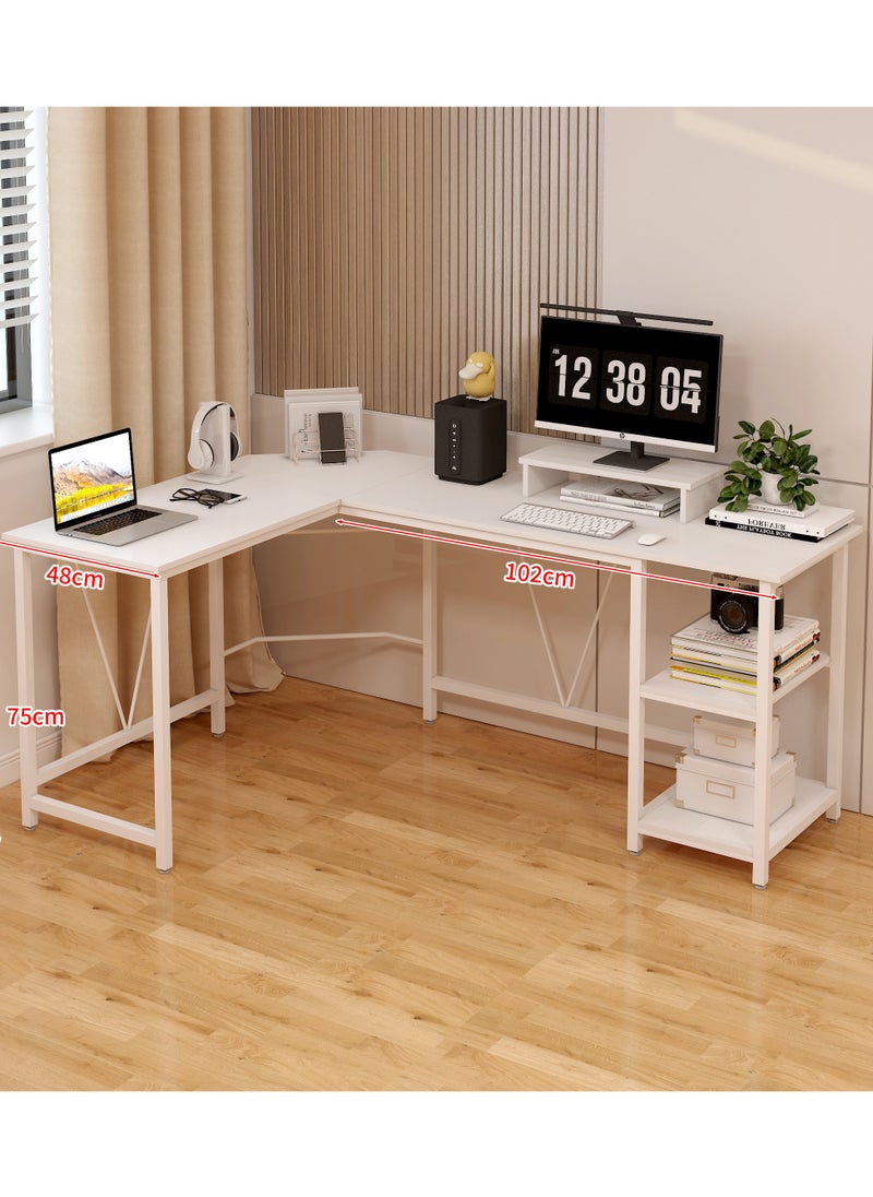CityRiya-Long - Computer Desk, Gaming Desk, Home Office Desks, Gaming Table, PC Gaming Workstation, Large Writing Desk Study Table, Office Corner Desk Computer Laptop Table with Storage Shelves Black Game Table - Image 1
