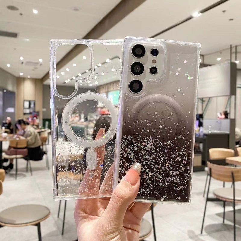 erorex For Samsung Galaxy S25 5G MagSafe Glitter Hybrid Clear TPU Phone Case(Pink) - Image 3