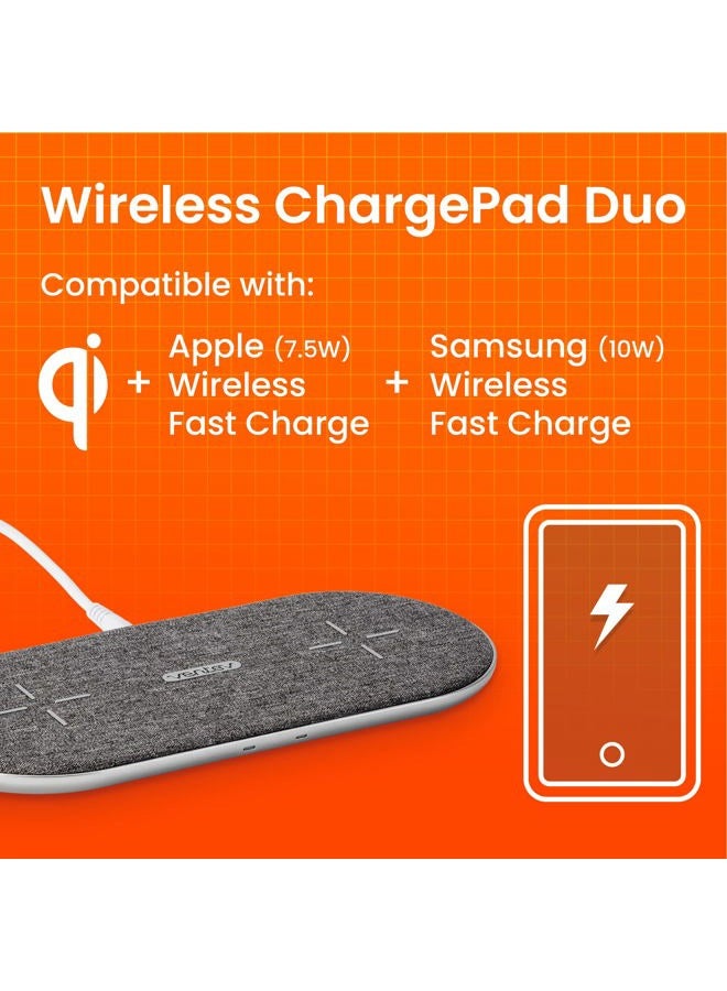 Ventev Wireless Chargepad Duo with Qi Technology | Fast Charging Samsung & Apple Charging Station for Two Phones at Once | Works as an iPhone Charger and Samsung Android Charger - Image 4