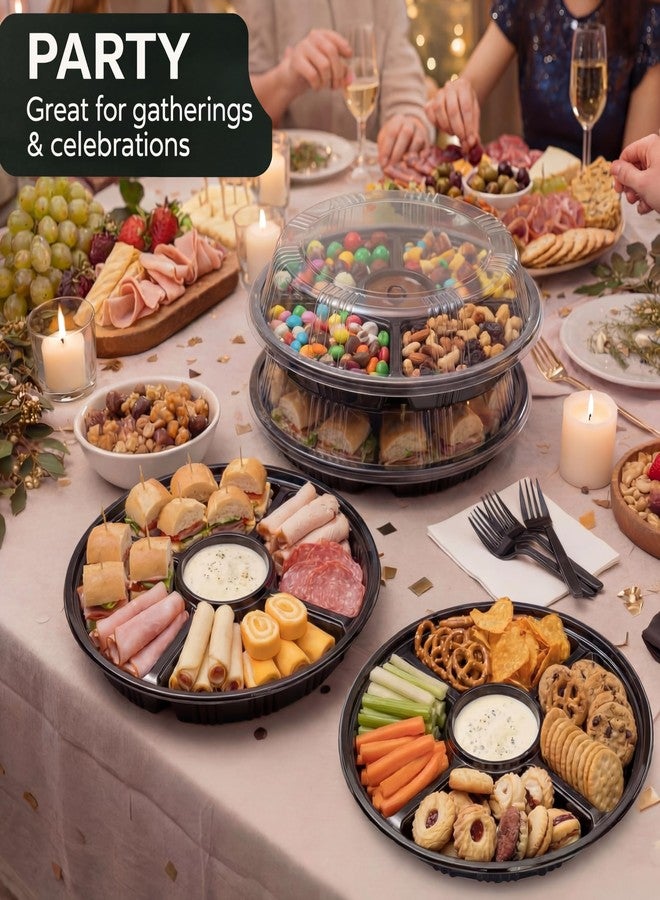 Teecyhooo 12 Pack Heavy Duty Veggie Tray with Lid, 5 Divided Snack Serving Tray for Party, Vegetable & Fruit Platter Container, Leakproof Food Storage Organizer - Image 5