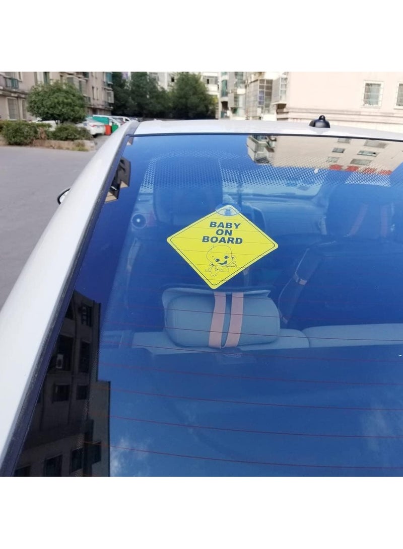 Rubik علامة تحذيرية بوجود طفل على متن السيارة، مسافة آمنة للسائق مع تصميم طفل زاحف على النافذة الخلفية للسيارة، رمز تحذير السلامة، (12.5 × 12.5 سم) - Image 2