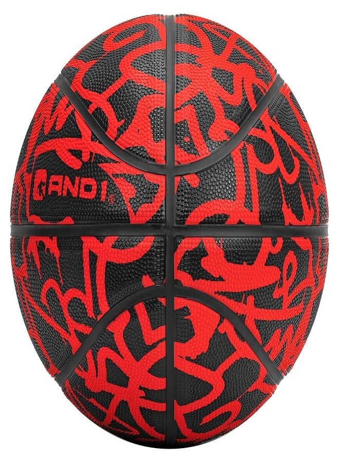 AND1 Fantom Rubber Basketball & Pump (Graffiti Series)- Official Size 7 (29.5”) Streetball, Made for Indoor and Outdoor Basketball Games (Red) - Image 2