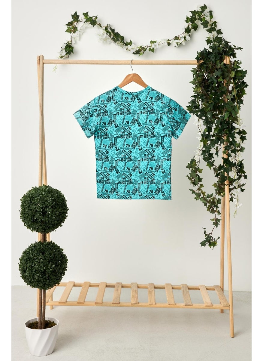 Babygiz Turquoise Girl's Short Sleeve Crew Neck Anti-Sweat, Comfortable Cotton Combed Cotton T-Shirt  - Image 4