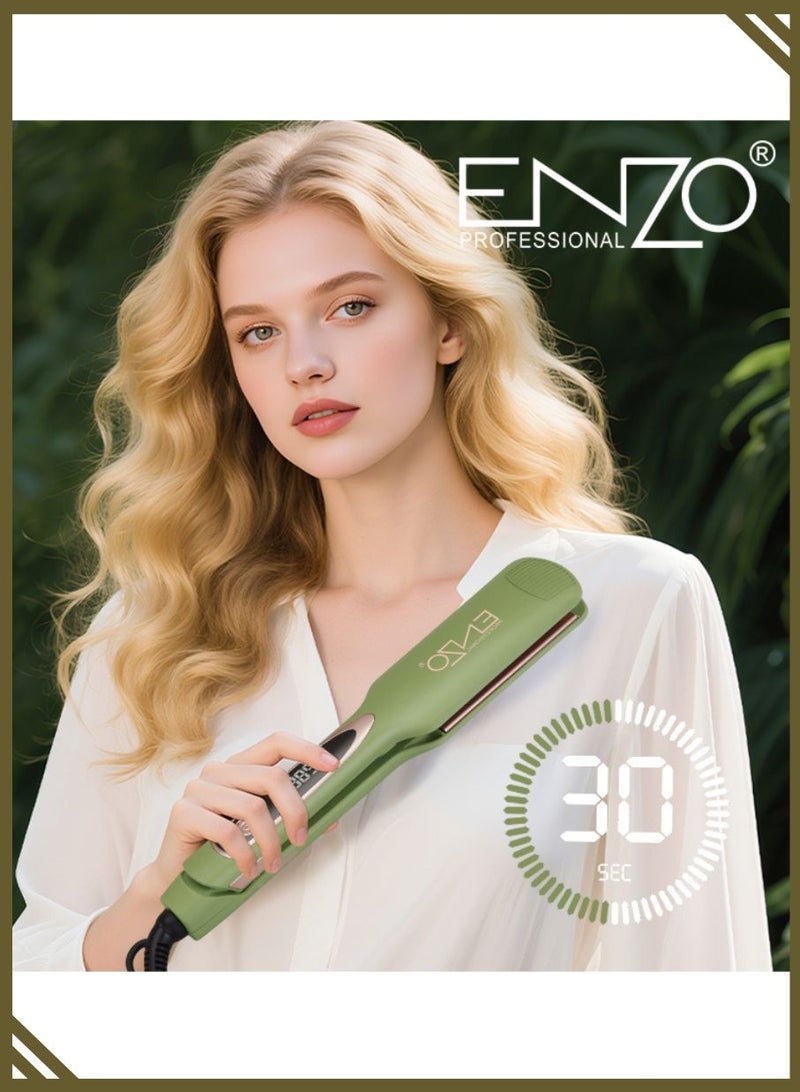 إنزو EN-3221 مكواة فرد الشعر الاحترافية، مكواة فرد الشعر للشعر القصير المجعد، مكواة فرد الشعر للسفر مع طبقة رقيقة من التيتانيوم للتسخين - Image 2