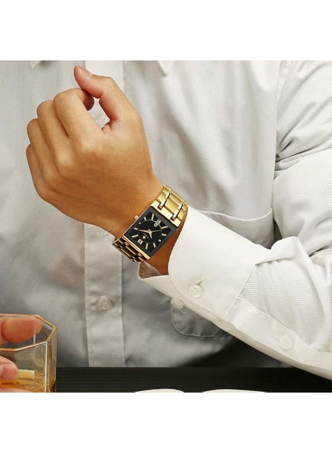 WWOOR Square Watches for Men Stainless Steel Mens Square Watch with Date Original Waterproof Analog Quartz Fashion Business Casual Wristwatch - Image 2