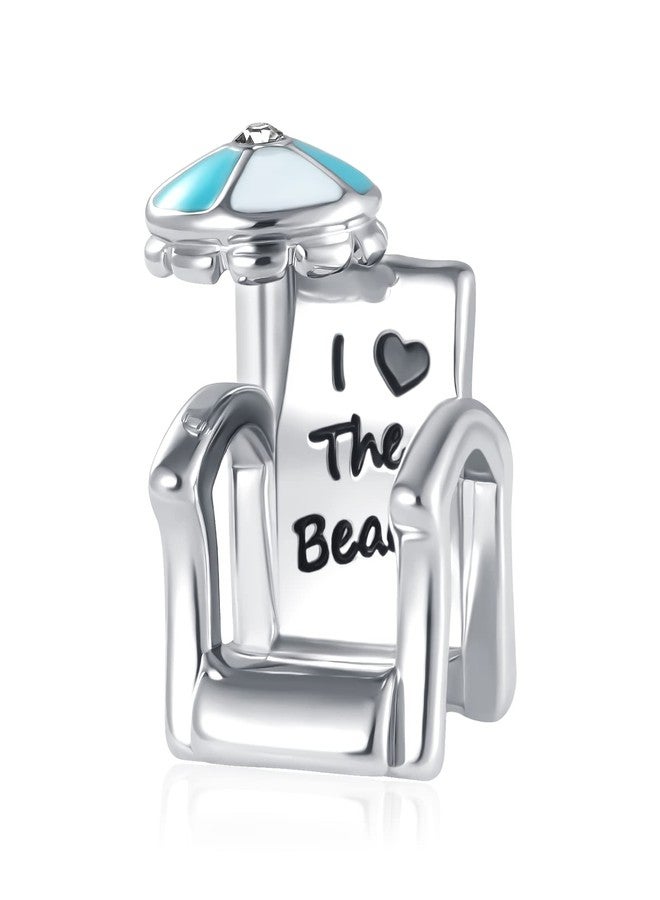 QeenseKc Beach Chair Umbrella Charm Bead for Pandora Bracelet Gifts for Holiday Vacation - Image 1
