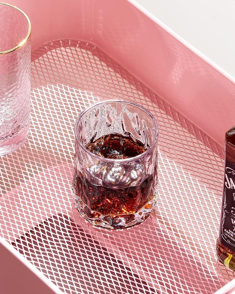 Pipishell 3 Tier Mesh Utility Cart, Rolling Metal Organization Cart with Handle and Lockable Wheels, Multifunctional Storage Shelves for Kitchen Living Room Office Pink - Image 2