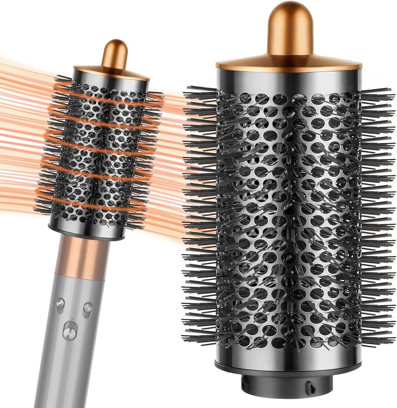 PUREGUST Upgraded Large Round Brush for Dyson Air Wrap Jumbo Oval Round Volumizing Brush for Dyson Airwrap Accessories, Gold - Image 1