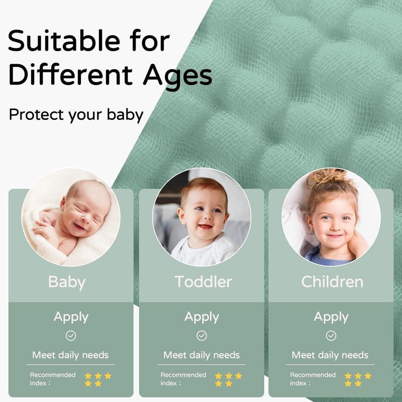 YOOFOSS Hooded Baby Towels for Newborn 2 Pack 100% Muslin Organic Cotton Baby Bath Towel with Hood for Babies, Infant, Toddler and Kids, 32x32Inch, Soft and Absorbent Newborn Essential, Green Elephant - Image 5