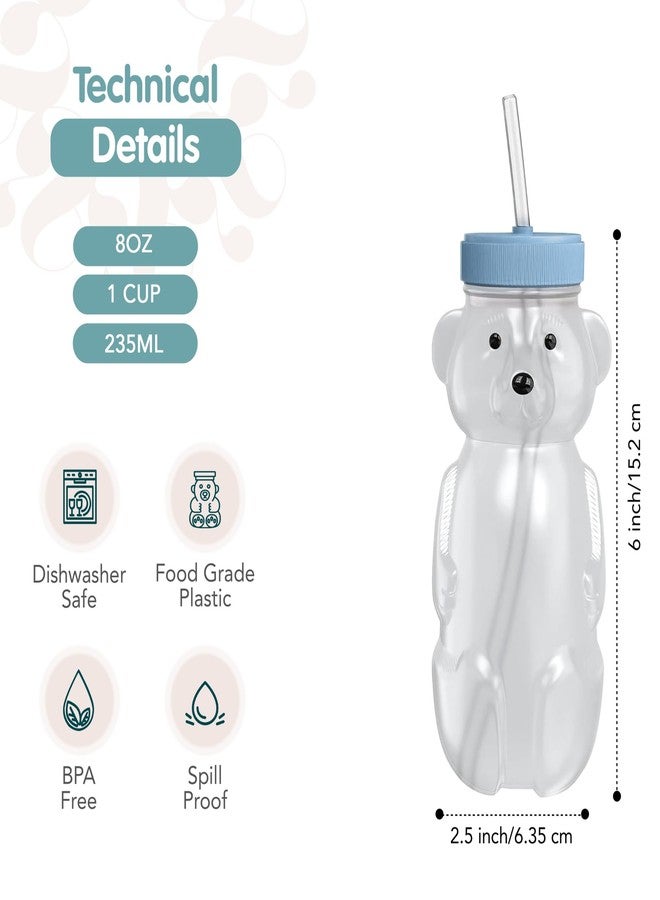 The 730 Project Honey Bear Straw Cup for Babies, 8-oz Honey Bear Cup with Lid, 3-Pack Therapy Learning Honeybear Straw, Baby Bottle Set, Blueberry Pie BLUE - Image 4