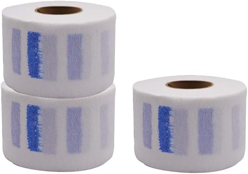 Quupy 3 Rolls Paper Neck Strips Hairdressing Stretchy Wrap Neck Paper Tissue Roll Barber Neck Tape Hairdressing Accessory White - Image 1