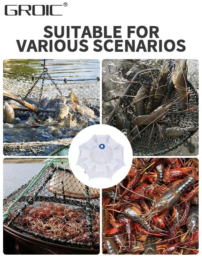 GROIC - Foldable Fishing Net Fishing Bait Trap, Fishing Net Trap Automatic Fishing Net Shrimp Cage Nylon Crab Fish Trap Cast Collapsible Easy Use Folding Fishing Net for Shrimp, Crab, River, Pool, Stream - Image 1
