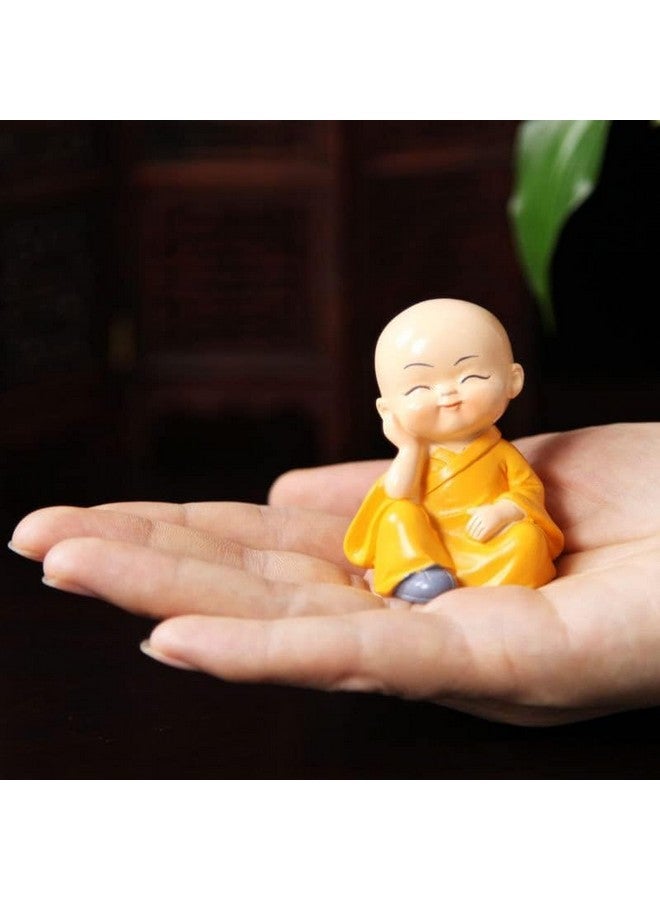 Ascension Resin Buddha Monk Statues, Small, Multicolour, Set of 4 Buddha Figurine good luck Sculpture Decoration for Indoor Outdoor Garden car dashboard Porch Yard Art Decor - Image 5