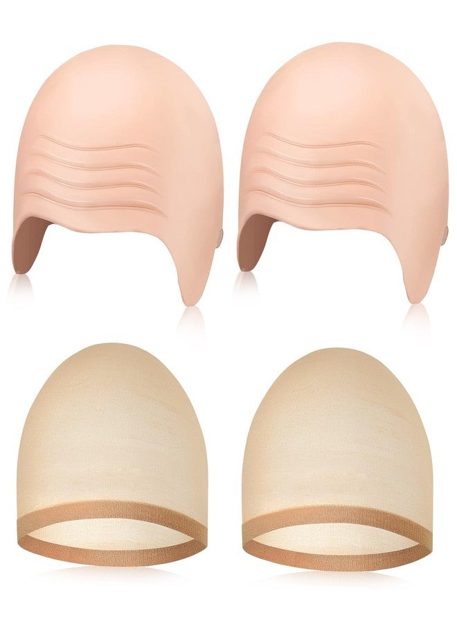 WooHand Halloween Bald Cap, 2pcs Wig Caps 2pcs Makeup Bald Caps for Adults Cosplay Party Supplies - Image 1