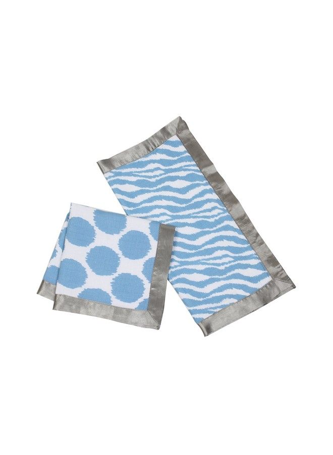 Bacati Ikat Muslin 2 Pc Security Blankets (Grey;Blue) - Image 1