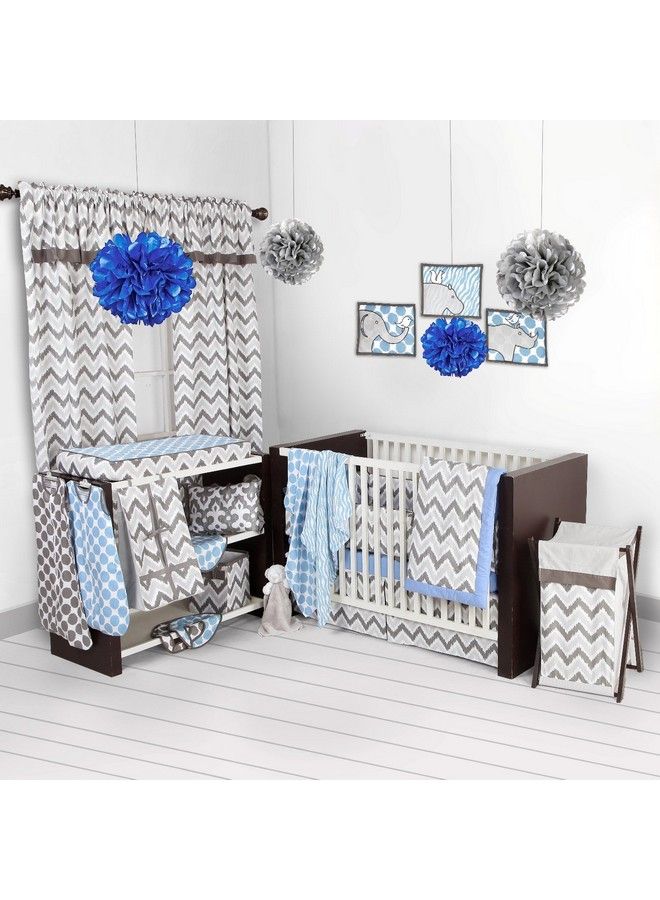 Bacati Ikat Muslin 2 Pc Security Blankets (Grey;Blue) - Image 3