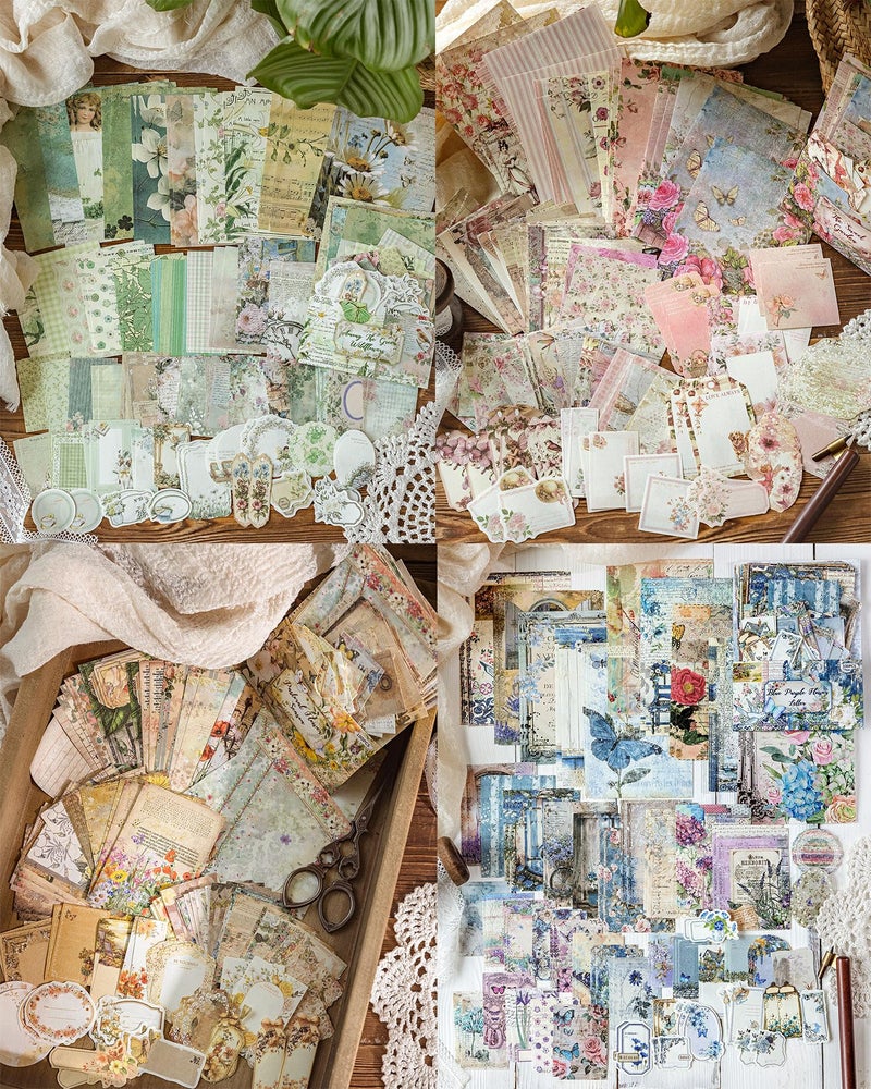 JOYCHOIC Vintage Floral Scrapbook Kit, 4 Packs Junk Journal Supplies for Beginner, Large Collection Journaling and Scrapbooking Materials, Bullet DIY Arts Craft Collage, Adults - Image 2