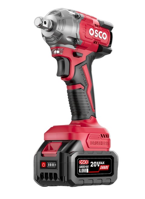 osco Brushless Cordless Impact Wrench 600 Nm, 20V is a powerful tool specifically designed for tough tasks like removing and tightening lug nuts on vehicles, bikes, and heavy equipment.