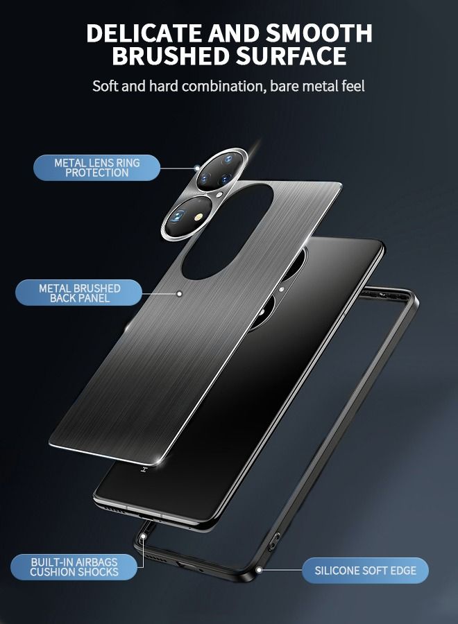 GROIC Suitable for Huawei P50/P50E 6.5 Inch Brushed Mobile Phone Shell Aluminum Alloy Back Plate Fine Hole Metal All-inclusive Lens Cell Phone Cover - Image 3