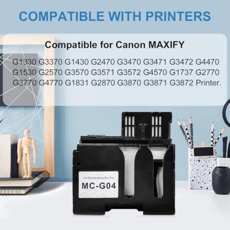 Maintenance Cartridge Box MCG04 Waste Ink Collection Tank for Canon PIXMA G1330/G3370/G1430/G2470/G3470/G3471/G3472/G4470 Printers, Plastic, Black, High-Capacity Leak-Proof - Image 3