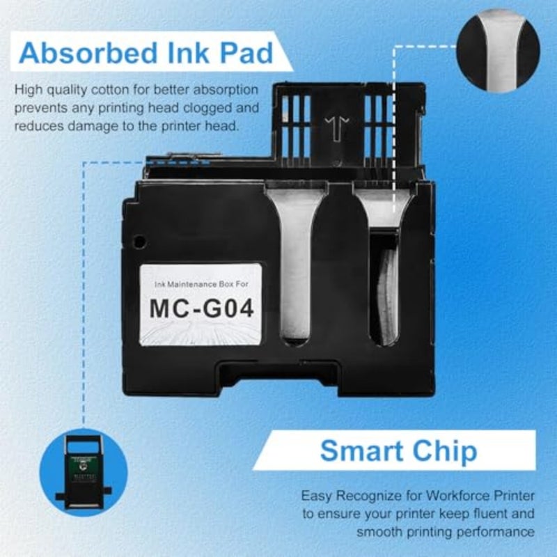 Maintenance Cartridge Box MCG04 Waste Ink Collection Tank for Canon PIXMA G1330/G3370/G1430/G2470/G3470/G3471/G3472/G4470 Printers, Plastic, Black, High-Capacity Leak-Proof - Image 5