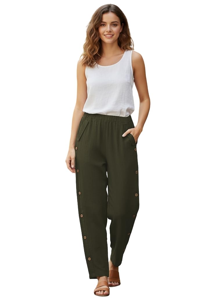 TOPLOT Women's Trousers | Loose Fit Design | Stylish Korean Style Look | Formal Pant for Women | Trendy Fashion Styling | Easy Movement | Excellent for Casual (5192_36_Olive) - Image 5