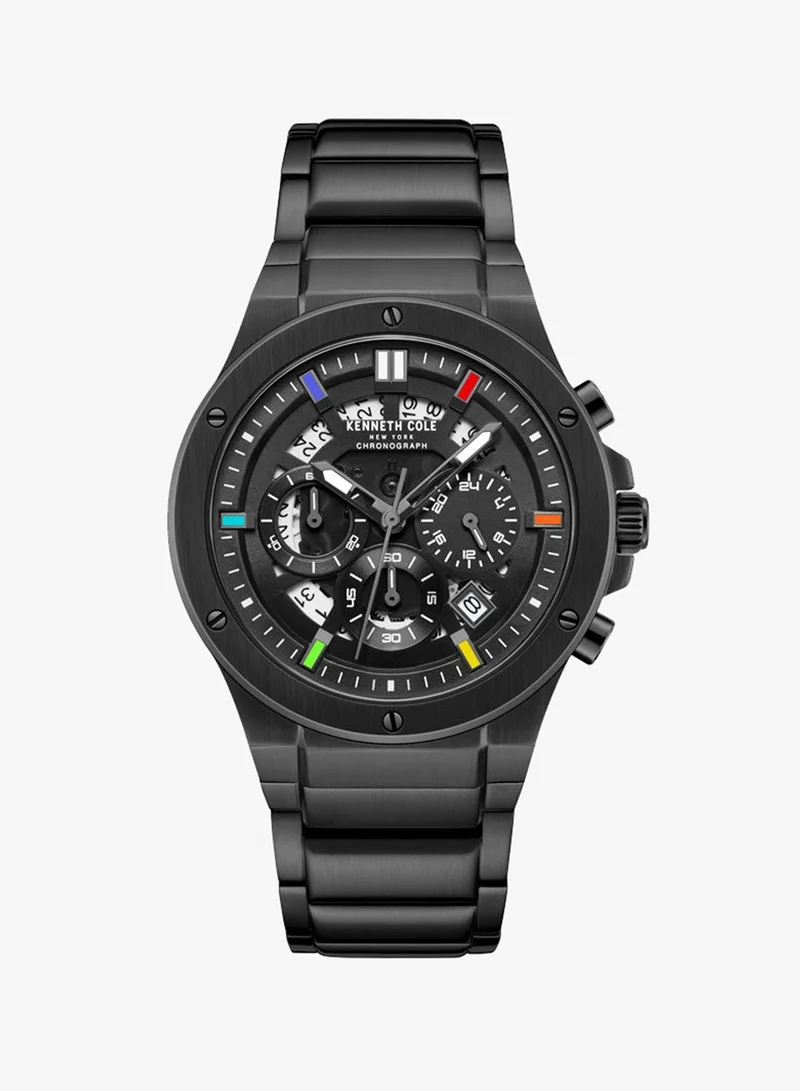 Kenneth Cole New York 43mm Chronograph Men's Watch with Black Stainless Steel Bracelet