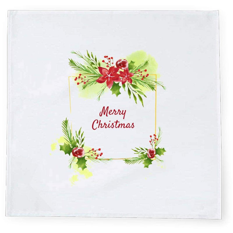 Khakee 6 Pcs Christmas Theme Tafta Silk Table Napkins 10x 10 for Xmas Decoration Christmas OrnamentsChristmas Gift npxmas327P - Image 2
