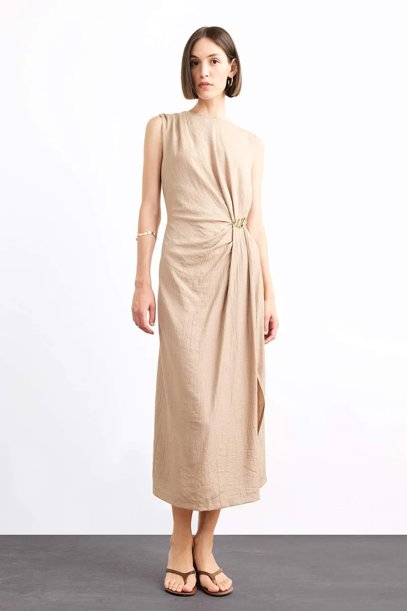 Defacto Slim Fit Poplin Sleeveless Dress