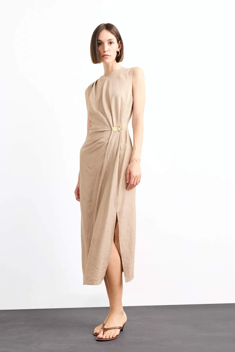 Defacto Slim Fit Poplin Sleeveless Dress