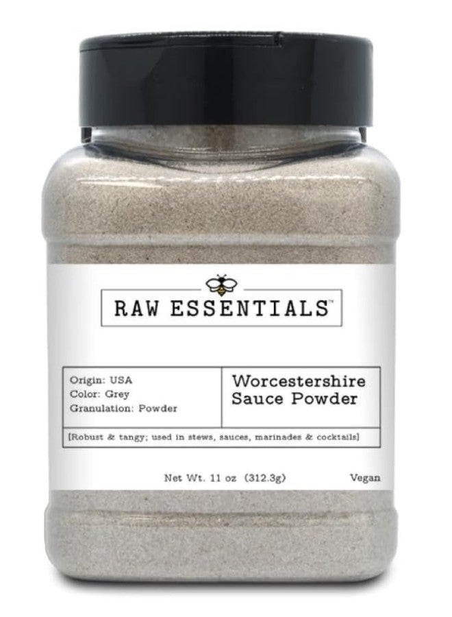 Raw Essentials Worcestershire Sauce Powder - Robust and Tangy - Elevates your Stews, Sauces, Marinades, and Cocktails - Vegan - 11 Ounce Bottle - Image 1