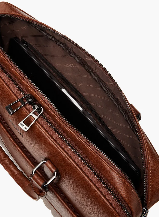 DUCHINI Men's Textured Laptop Bag with Double Handles and Zip Closure
