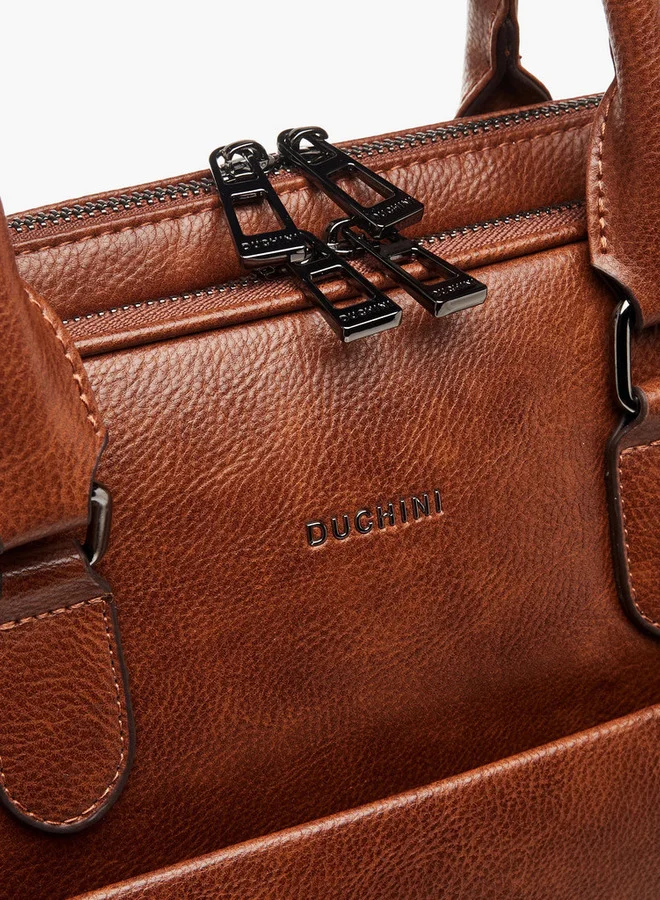 DUCHINI Men's Textured Laptop Bag with Double Handles and Zip Closure