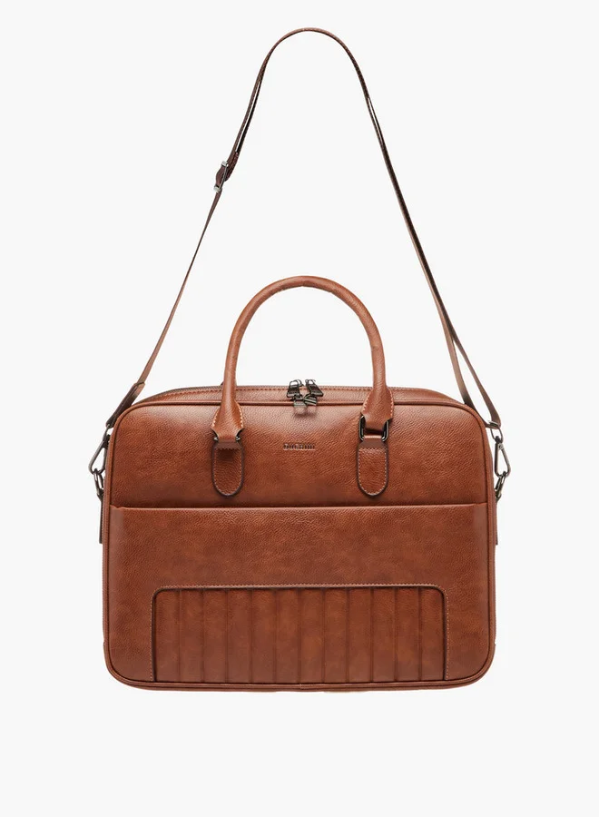 DUCHINI Men's Textured Laptop Bag with Double Handles and Zip Closure