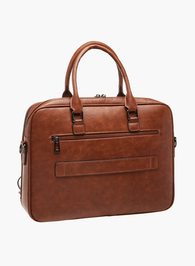 DUCHINI Men's Textured Laptop Bag with Double Handles and Zip Closure