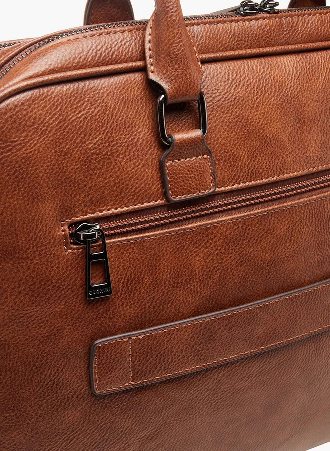 DUCHINI Men's Textured Laptop Bag with Double Handles and Zip Closure