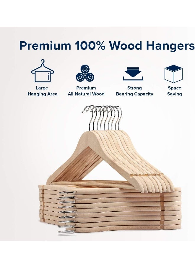 HOUSE DAY - HOUSE DAY 20 Pack Grain Unfinished Wooden Hangers Clothes Hangers Smooth Finish Wooden Hangers for Closet Heavy Duty Hangers Solid Wood Hangers Suit Hangers for Clothes, Jacket, Shirt, Dress. - Image 1