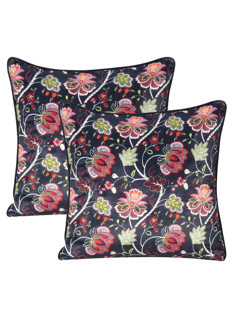 ريارا غطاء وسادة مربع مزخرف من المخمل مكون من قطعتين للديكور المنزلي مع سحاب (18 × 18 بوصة)  - Image 1